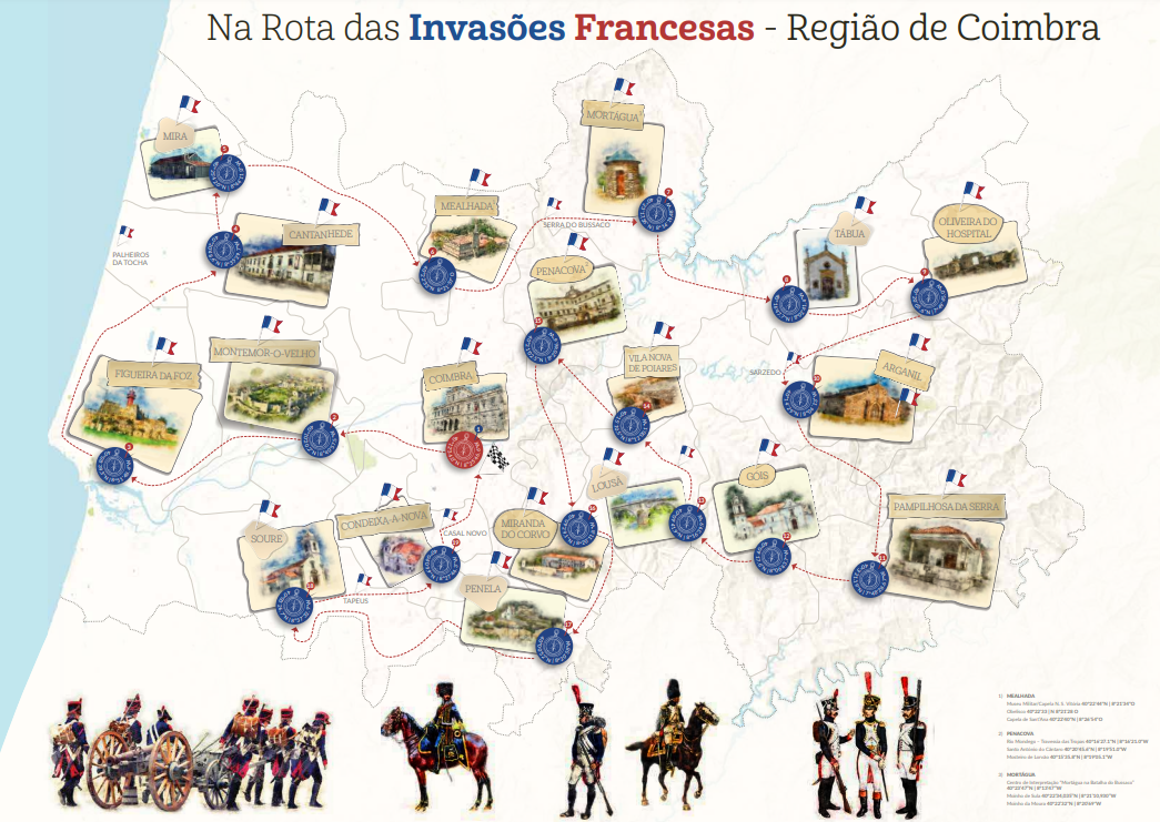 Mapa Itinerarios Napoleónicos na Região de Coimbra
